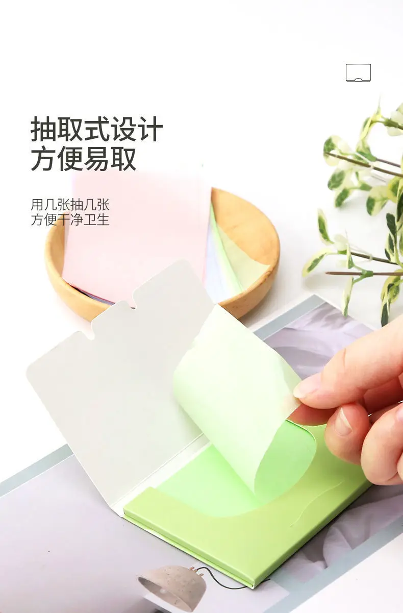 Description Picture 5 of item100 Sheets/pack Facial Oil Blotting Paper Protable Cleansing Face Oil Control Paper Beauty Makeup Tools Oil Makeup Extractive