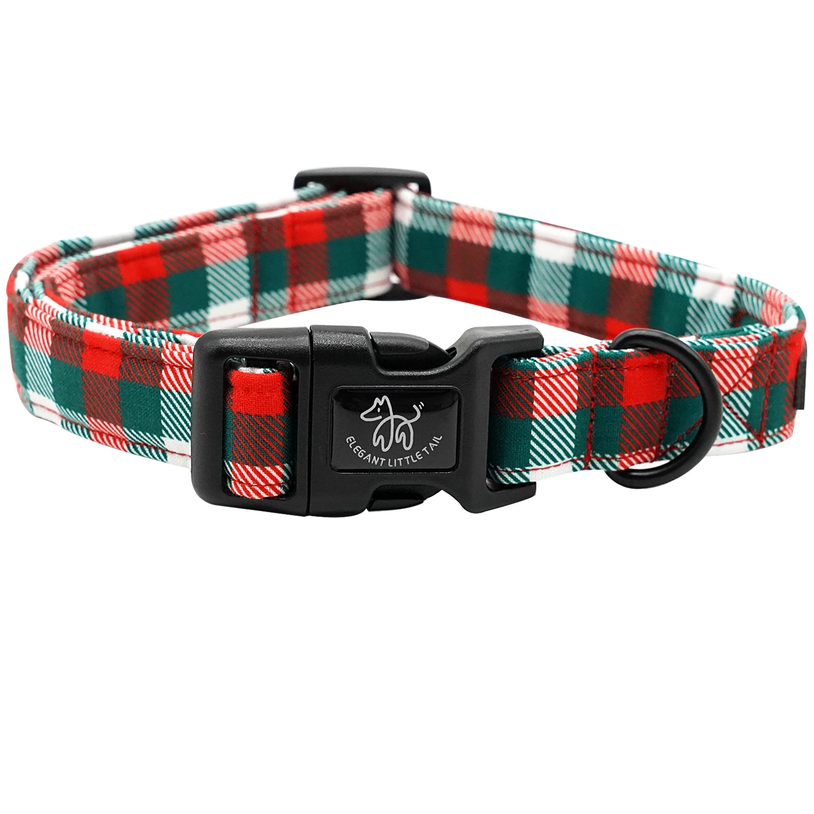 Elegant little tail Christmas Dog Collar, Red Pet Collar Dog Durable Plaid Dog Collars Girl or Boy Holiday Pet Gift Adjustable