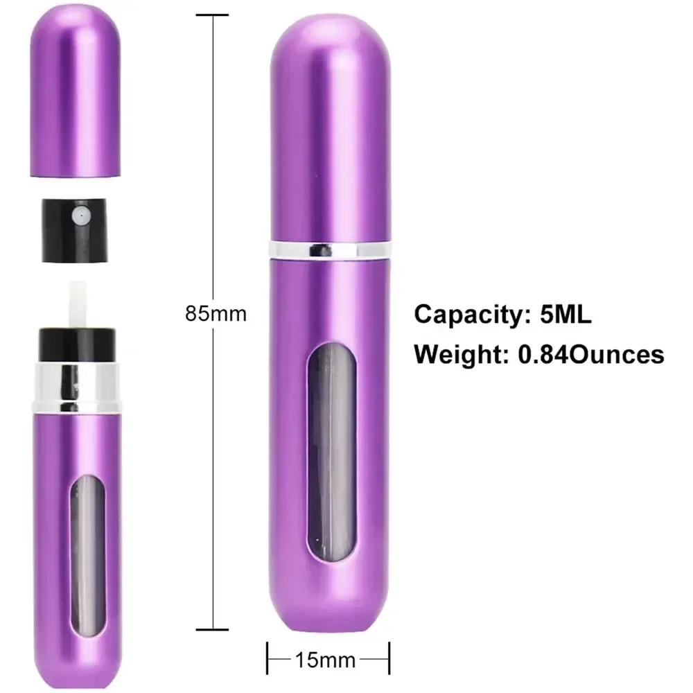 Compact Refillable Travel Perfume Atomizer - Portable 8ml/5ml Spray Bottle