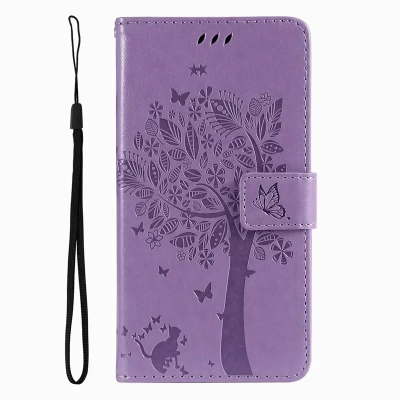 Cute Cat Tree Flip Wallet Case with Card Slots Cover