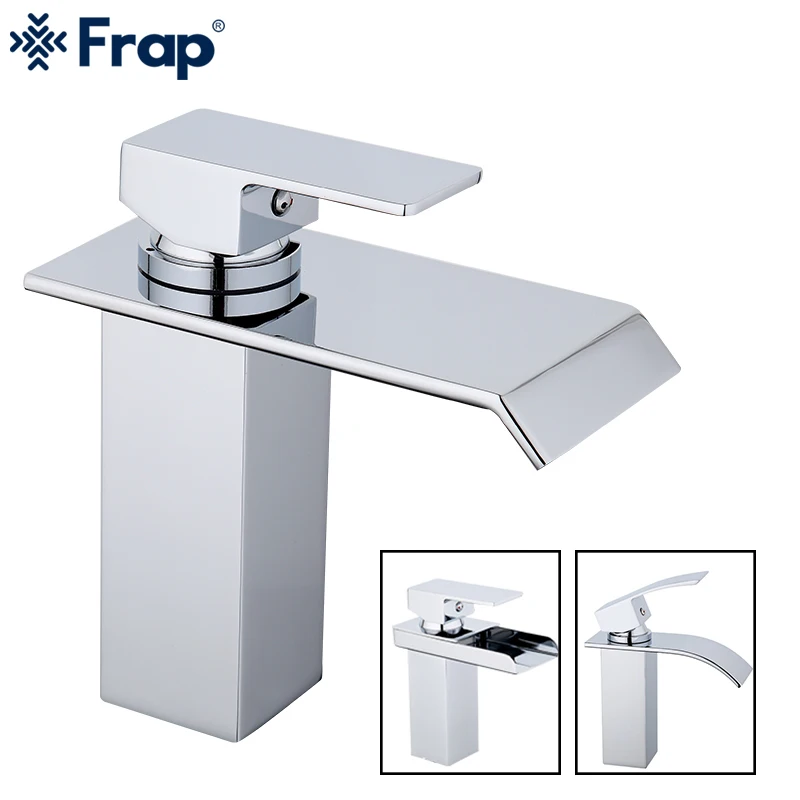 

Frap Chrome Bathroom Faucets Basin Faucet Waterfall Outlet Spout Bathroom Sink Faucet Washbasin Tap Cold Hot Mixer torneira