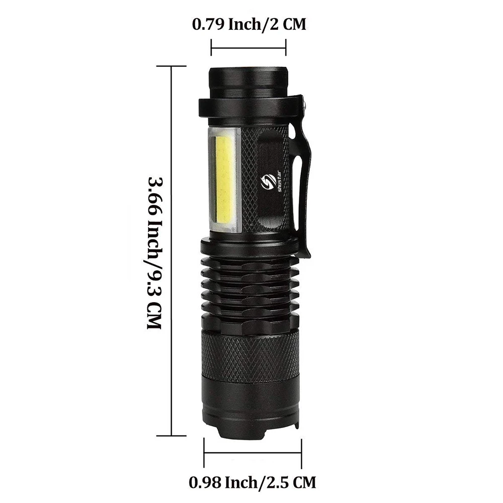 Portable LED Flashlight Q5 +COB Mini Black Waterproof Zoom LED Torch penlight Use AA 14500 Battery Lighting lantern