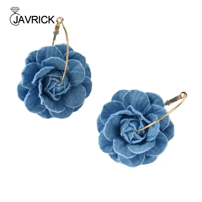 Handmade Floral Ear Pendants Denims Flower Earrings Camellia Earwear Ornament drop earrings,dangle earrings,pendant earrings,flower earrings