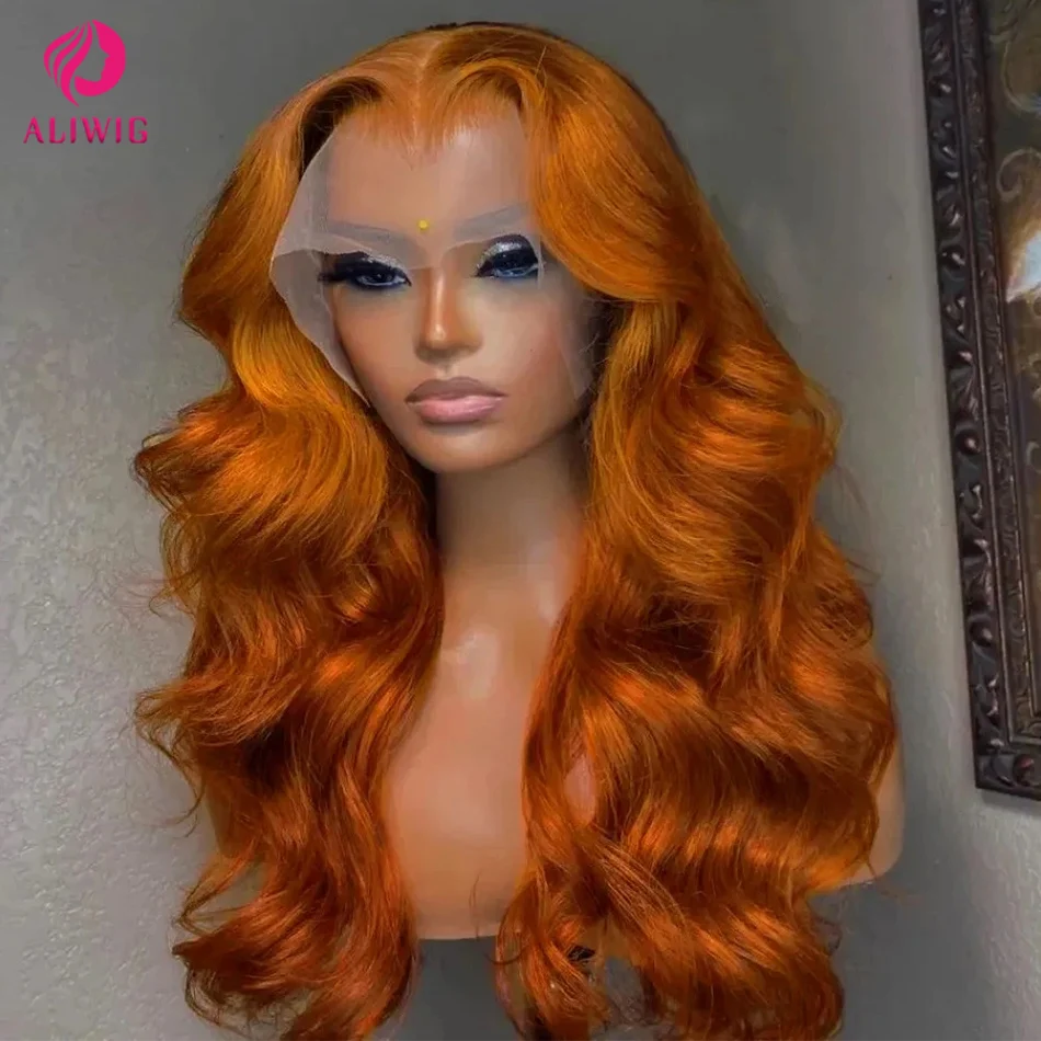 30 Inch Ginger Orange Body Wave Lace Frontal Wig
