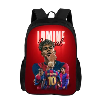 Zaino L-Lamin Yamal per Bambini, Leggero, Grande Capacità, Regalo Ideale, Zaino Scolastico con Motivo Stella del Calcio