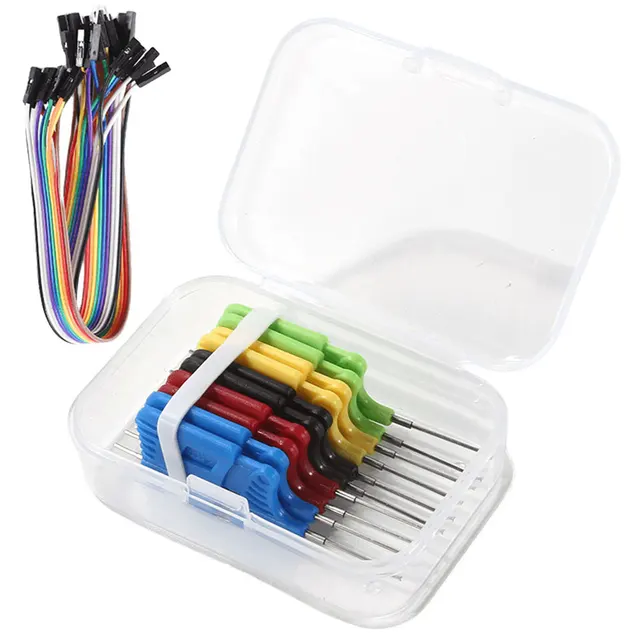 10pcs/set SDK08 Test Clips with Jumper Wires IC Test Hook Clips 40V Chip Foot Clip 2A Micro IC Clamp Electrical Testing Clip 4