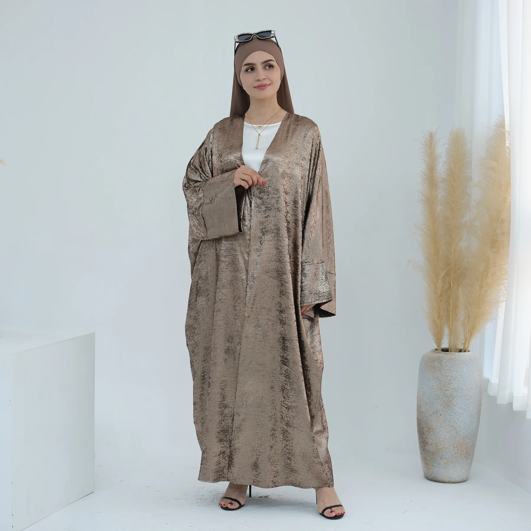 

Elegant Muslim Modest Cardigan for Women Eid Arab Dubai Open Abaya Dress 2024 Long Sleeve Islam Chothing Luxury Turkey Coat Robe