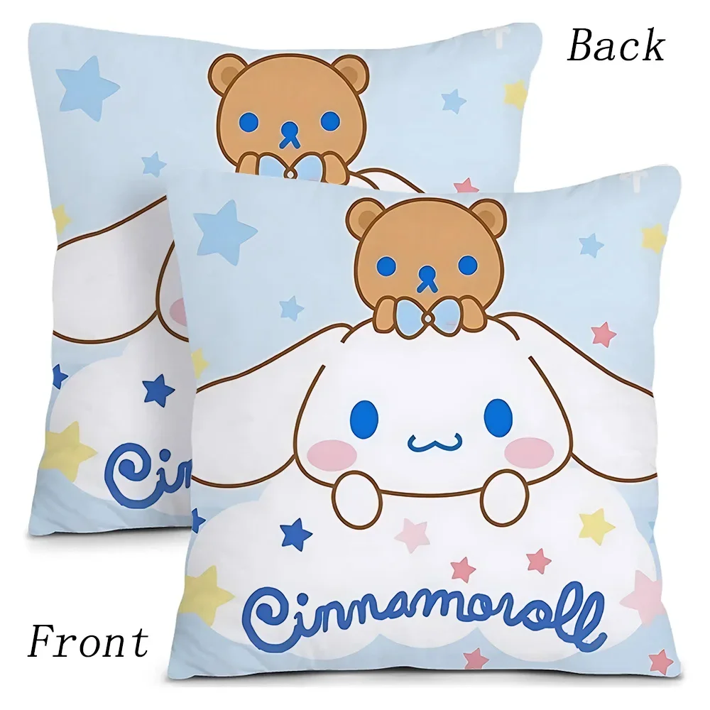 Kawaii Cinnamoroll Sanrios Pillow Covers Cartoon Sofa Decorative Home Double-sided Printing Short Plush Cute Cushion Cover