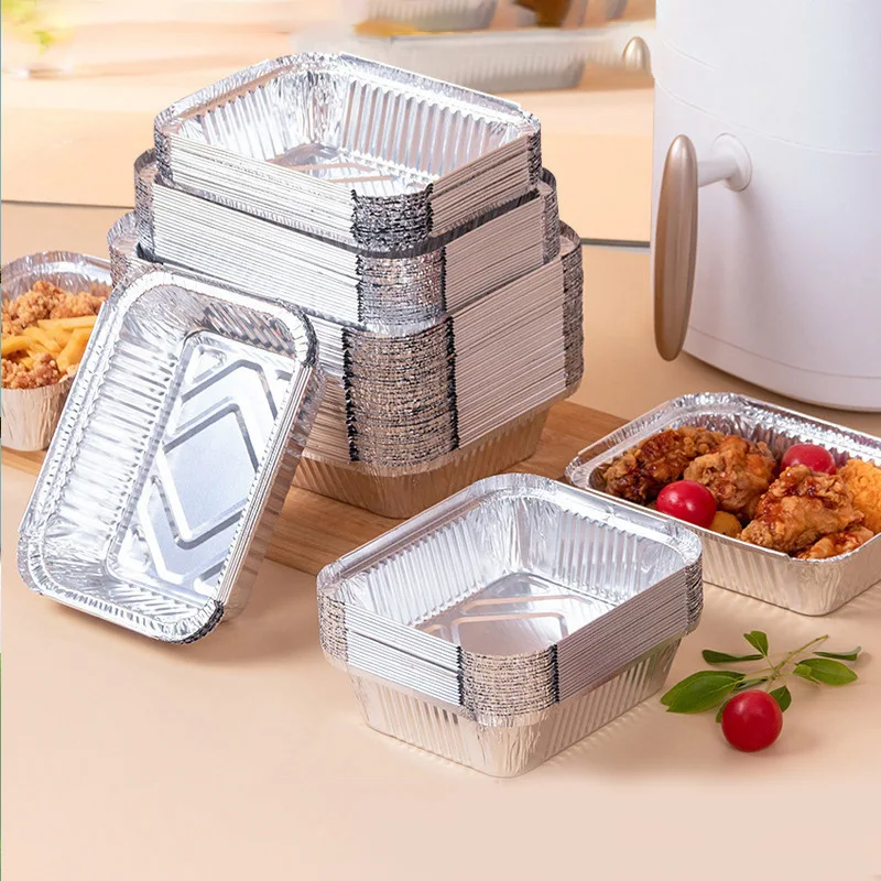 Disposable Containers Food Storage Containers 20/50PCS Aluminum Foil Tray Disposable Household Food Storage Barbecue Dessert Cooking Baking