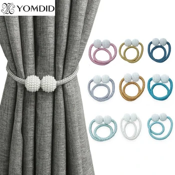 1Pc Magneti Tende Morsetti Supporto per tende Pompon Tieback Clip magnetiche Palline appese Cravatta posteriore Decorazioni per la casa Accessori per tende 1
