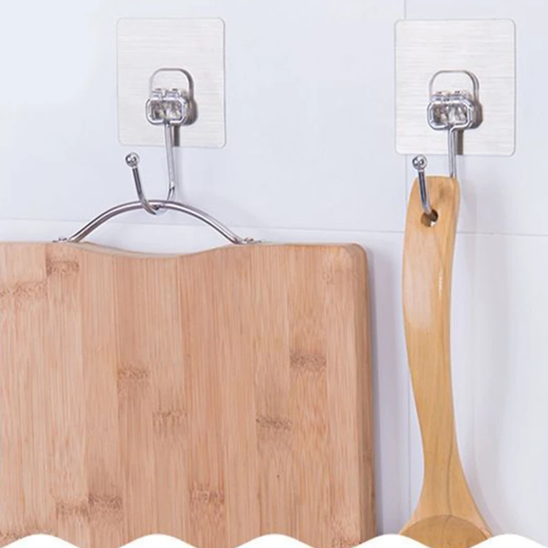 

10/50Pcs Hooks Heavy Duty Waterproof Adhesive Wall Hooks Nail-Free Waterproof For Kitchen Bathroom Strong Adhesive Hook