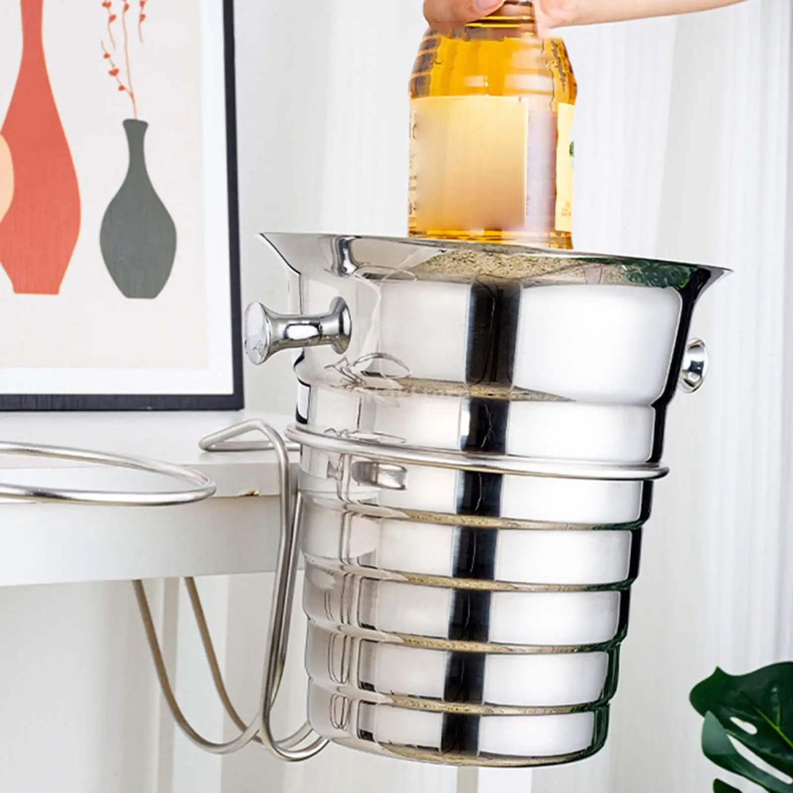 Desktop Ice Bucket Stand Cooler Stand Beerbarrel Rack Wine Bucket for Outdoor Cocktail Parties Cooking Household Travel wine beer cooler