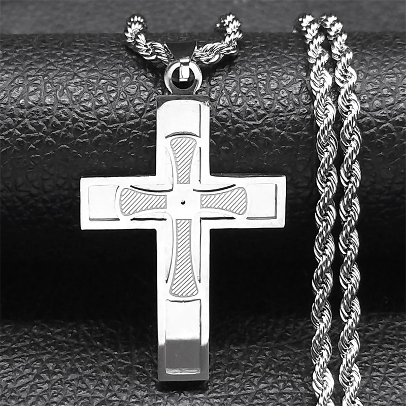 Gold Color Stainless Steel Cross Pendant Necklace