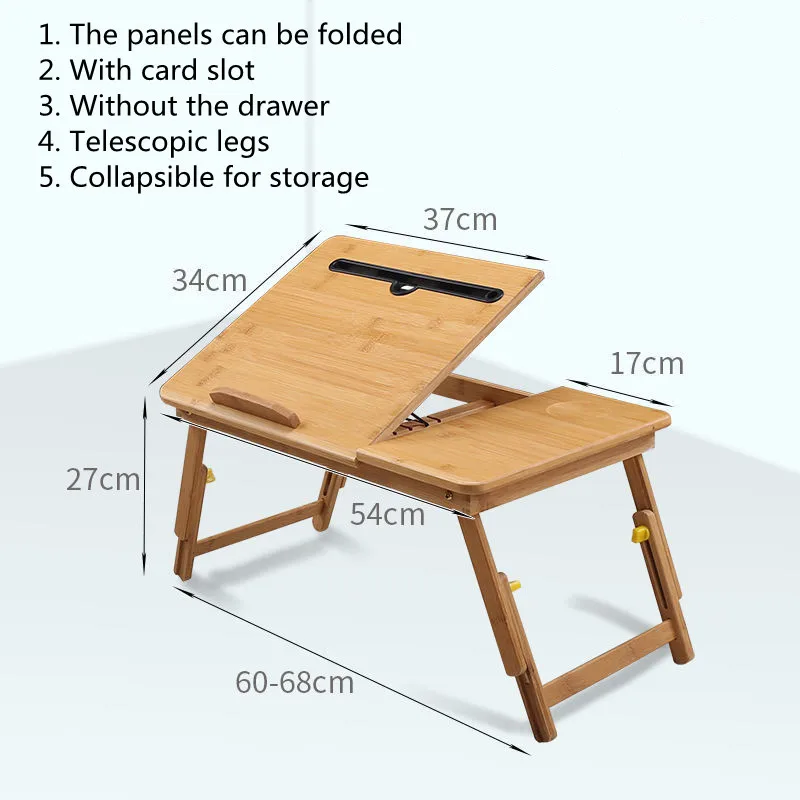 Foldable Bamboo Computer Table Portable Bedroom Computer Table Bed Laptop Stand Reading Study
