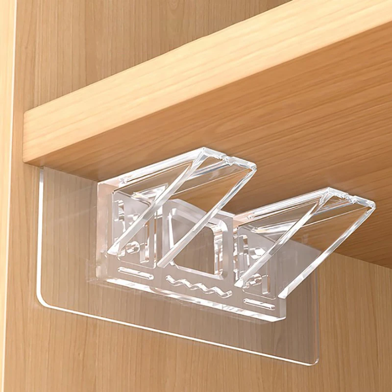Non Perforated Wardrobe And Cabinet Partition Bracket Fixed Layer Plate Support Wall 90 Degree Sticker Bracket Holder 1pcs