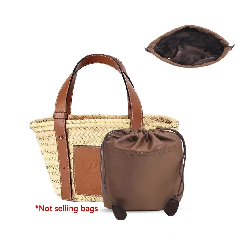 Drawstring 가방 주최자 바구니 Picotin 짚으로 짠 가방 지원 내부 라이너 가방 액세서리에 대한 어깨 스트랩 삽입