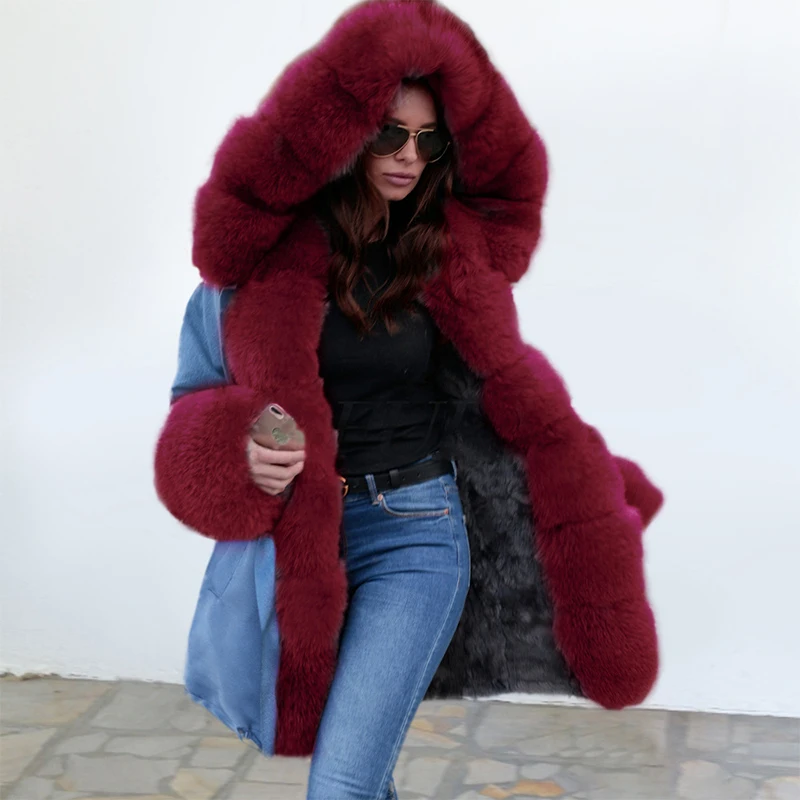 

BKLD New Fashion Contrast Color Oversized Thick Warm 2022 Winter Fluffy Faux Fur Women Loose Casual Stylish Long Street Outwear