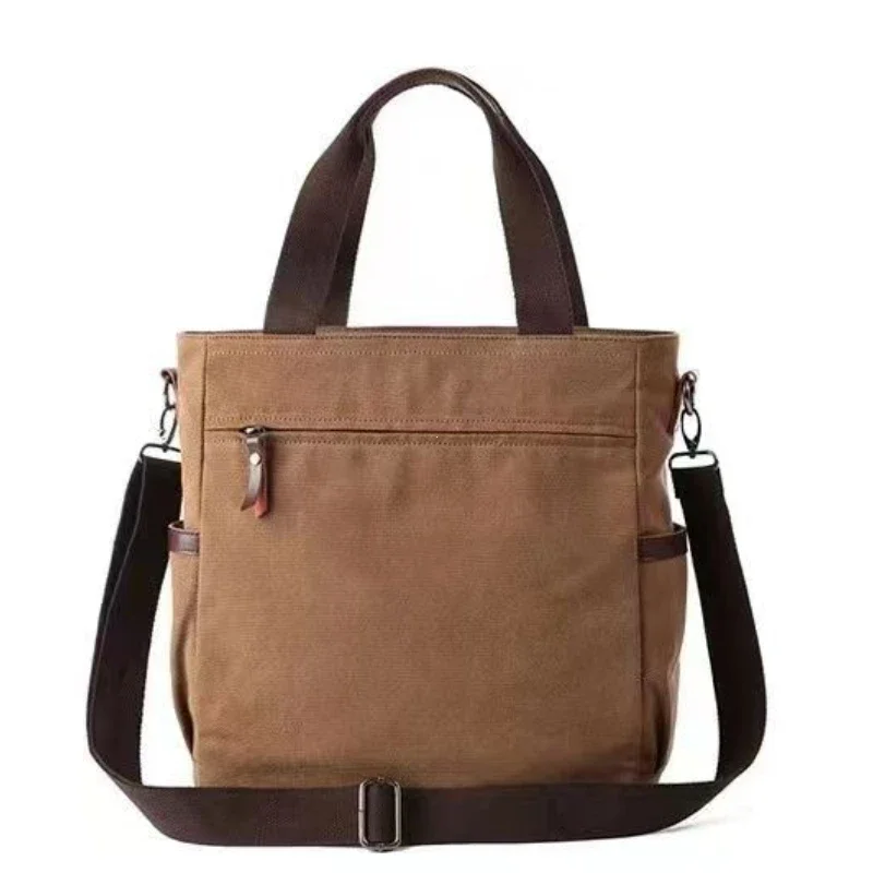 Vintage Men's Canvas Messenger Bag Unisex Crossbody Bags Large Capacity Shoulder Bag for Travel Work Multi Pocket Briefcase