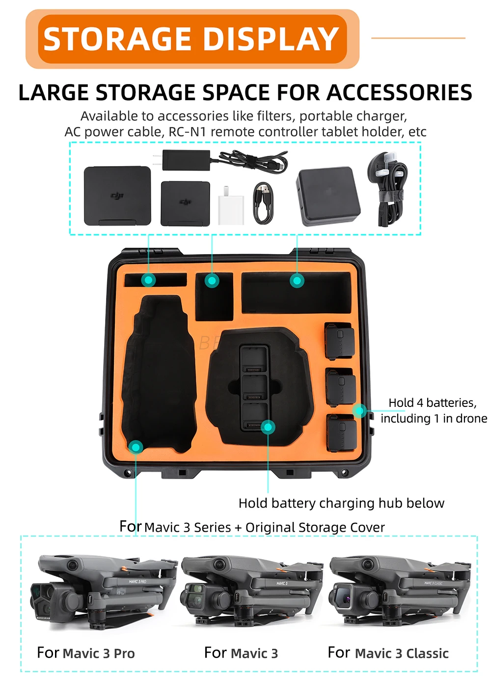 Waterproof Hard Shell Mavic 3 Pro Carrying Case Box Explosion Proof Safety Storage Bag DJI Mavic 3/Cine/Mavic 3 Classic