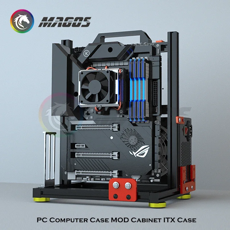 tipo Aberto pc Gamer Cabinet Rack Personalizado Itx Desktop Water Cooling Matx Liga de Alumínio Suporte Criativo Vertical Video Card - Imagem 2