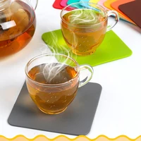 3.9 Inch Solid Silicone Coasters Heat Insulation Coffee Cup Mat Non-slip Drink Glass Beverage Holder Pad Square Protect Desktop 3