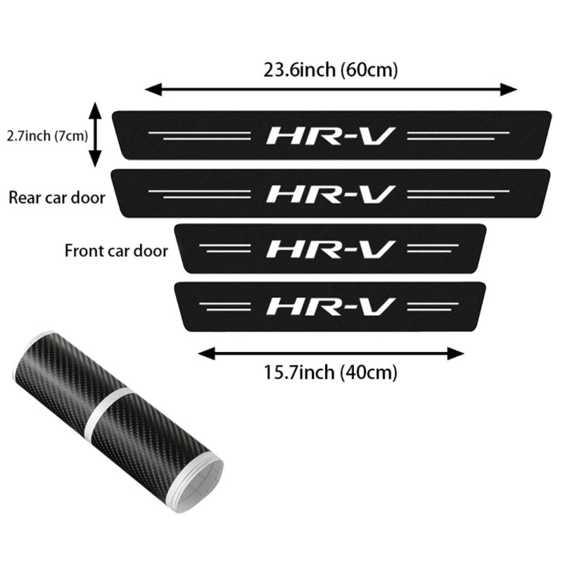  Car Door Sill Protectors 4Pcs for Honda HRV, Carbon Fiber  Leather Door Sill Sticker for 2014-2022 HR-V, Car Door Scuff Plate, Door  Entry Guard Threshold Scratch Protection Sticker Accessories 1 