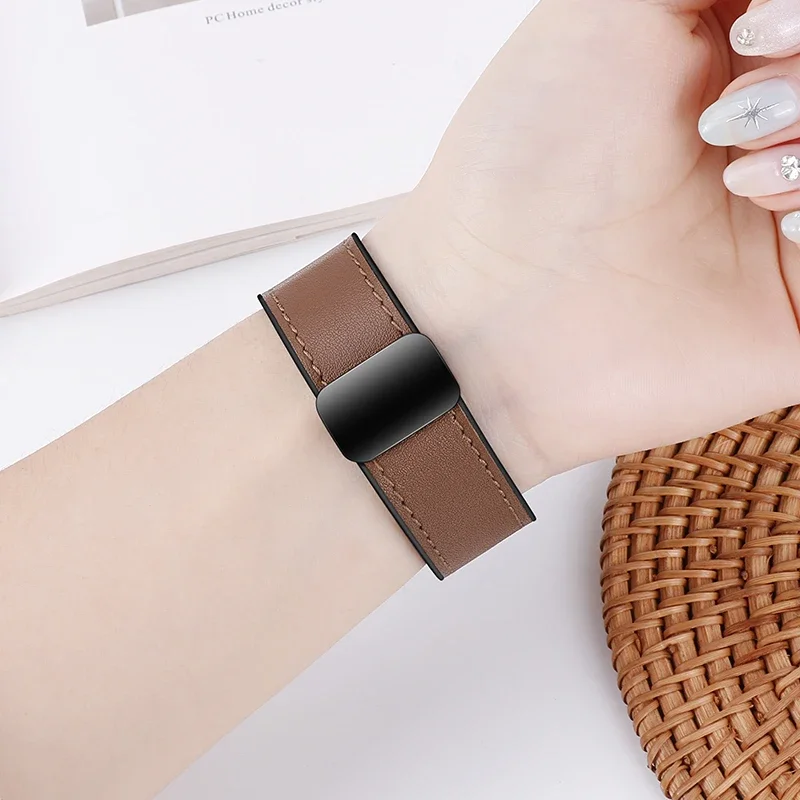 Premium Hybrid Silicone-Leather Strap with Magnetic Buckle, 20mm/22mm