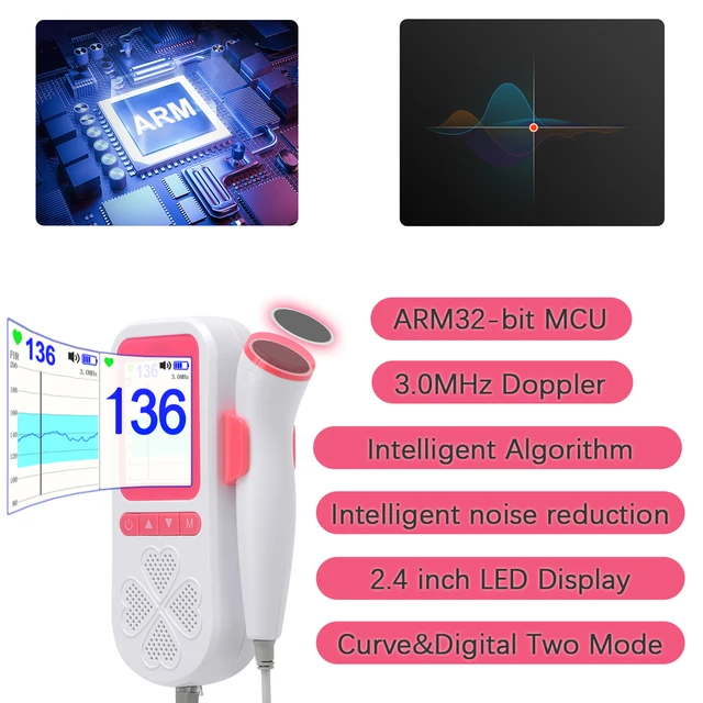 Moniteur électronique de fréquence cardiaque à ultrasons, doppler fœtal,  moniteur de grossesse pour bébé, femmes enceintes, livraison gratuite -  AliExpress