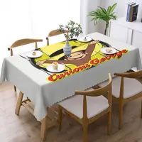 Custom Rectangular Waterproof Oil-Proof Curious George Cute Funny Tablecloth Table Covers 40"-44" Fit Brown Monkey Table Cloth 2