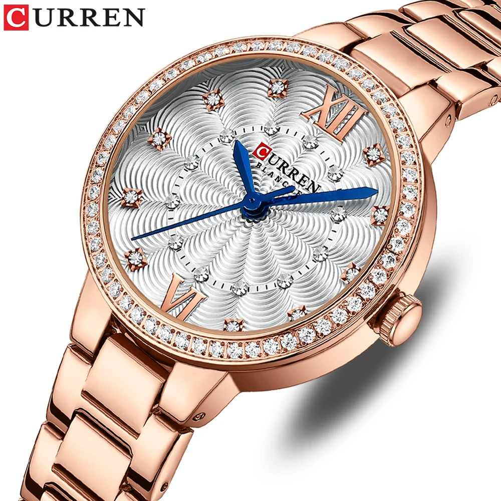 

CURREN Women Wrist Watch Stainless Steel Quartz Dress Watch Women Top Brand Luxury Bracelet Wrist Watch Rose Gold Ladies Clock