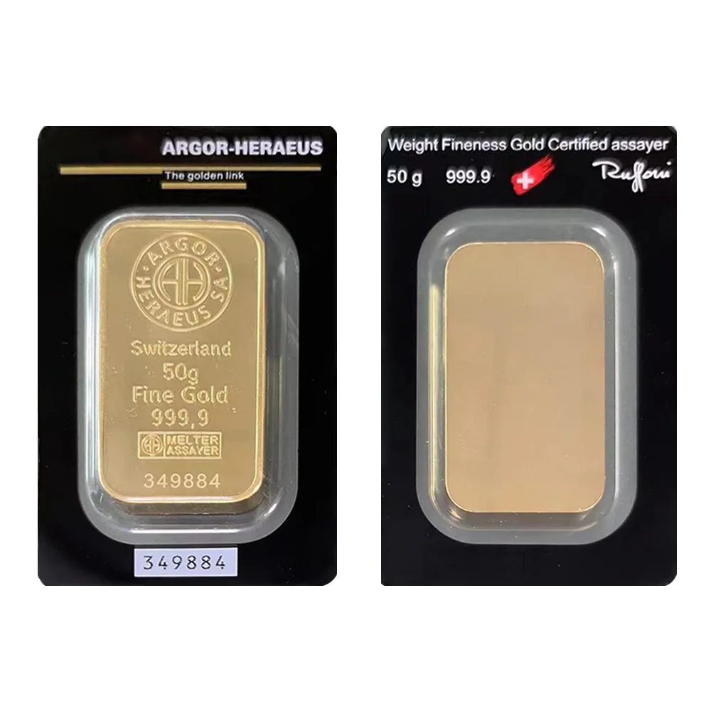 Premium 1oz/50g Switzerland Argor Gold Bar - Sealed 24K Gold Plated Ingot with Unique Serial Number