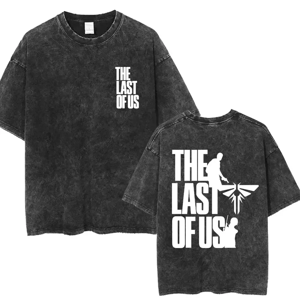 The Last of Us Summer Washed T-shirt Fashion Trend Punk Hip Hop Print Fashion T-shirt Men's Cotton T-shirt Men's Street Style 4