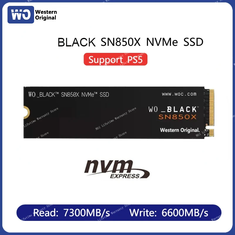

PS5 4TB SN850X Game Drive NVMe SSD 1TB 2TB Internal Solid State Drive PCIe 4.0 M.2 2280 with Heatsink Works with Playstation 5
