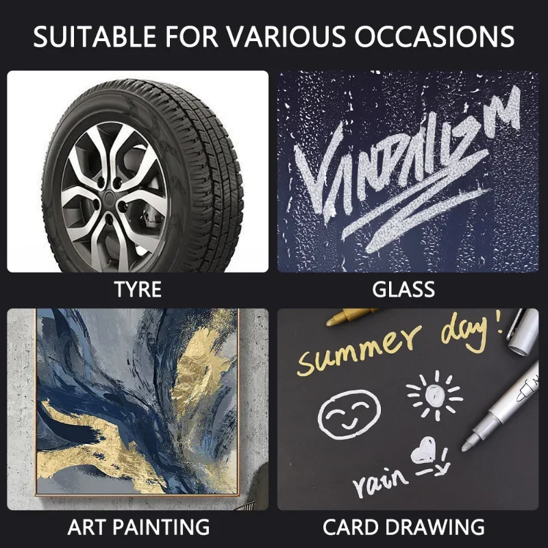 금속 마커 펜 브러시 팁 하이라이트, 골드 실버 하드 펜촉 드로잉 페인트, DIY 종이, 컵, 장난감에 영구 수제, 1-5 개