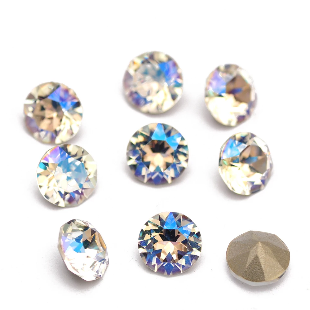 10PCS Bunte DIY Zubehör Strass 5A Runde Schmuck, Der Glas Perlen Pointback Kleber Auf Nail art Dekorationen Steine – Detail 11