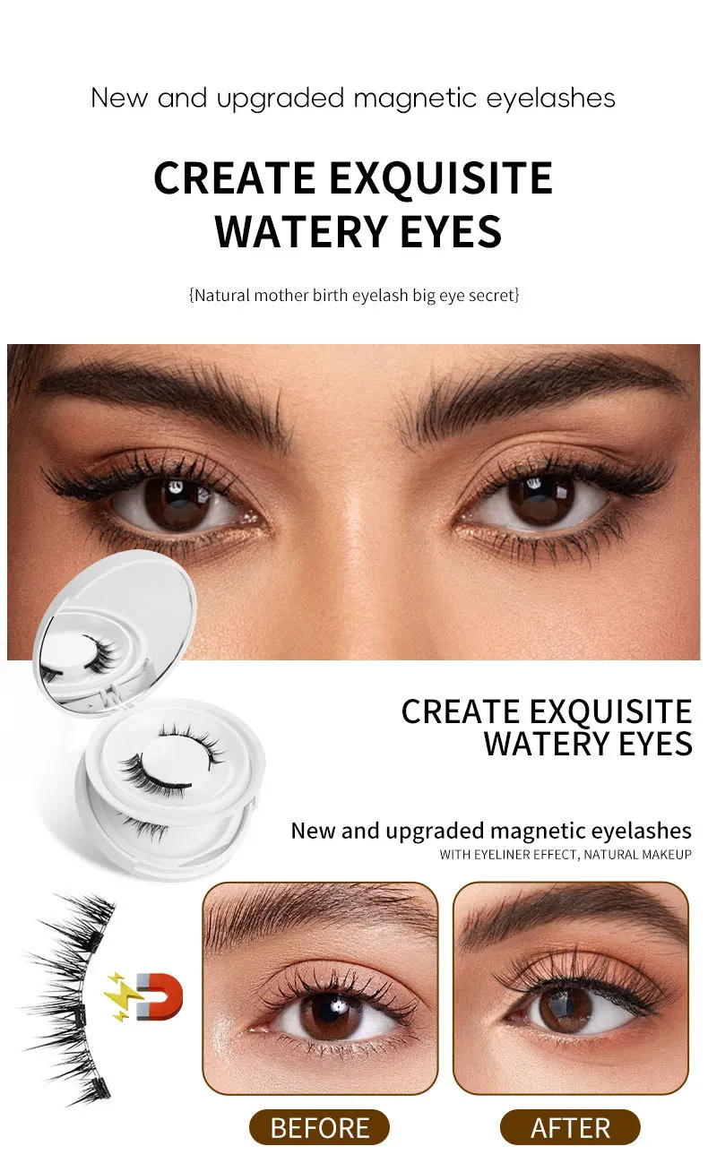 Description Picture 5 of item[Two sets of magnetic false eyelashes] Hot glue-free false eyelashes, presenting a net red natural naked feeling and imitating m