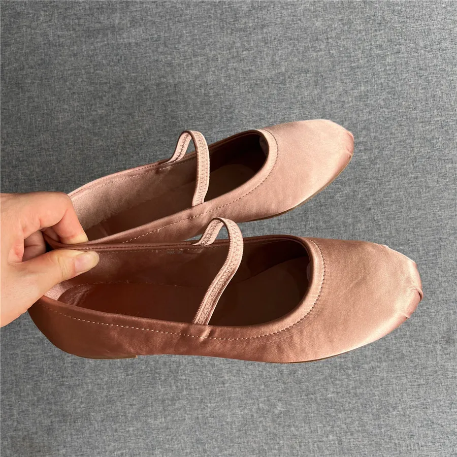 Round Toe Ballerinas Flats Silk Elastic Band Women Dance Shoes Sweet Casual Loafers Ladies Espadrilles Zapatos Mujer Mary Janes