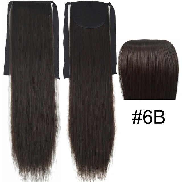 TOPREETY Synthetic Fiber Heat Resistant Straight Ribbon Ponytail Extensions 1006 6B
