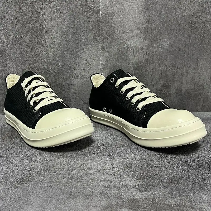 Men Women Casual Loafer Shoes Canvas Luxury Trainers Lace Up High Street Sneakers Autumn Flats Black Walking Qvah Owens Shoe 4