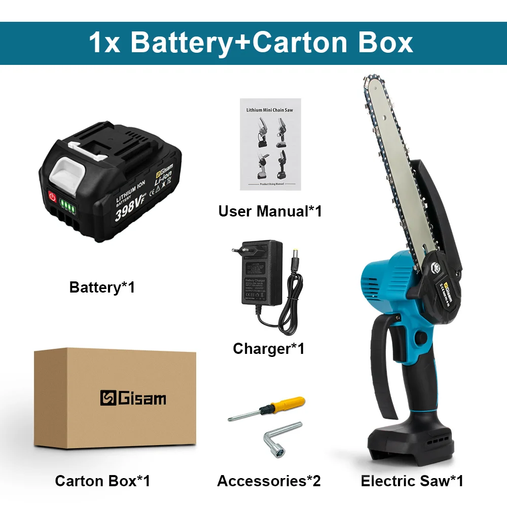 8Inch Electric Saw Brushless Motor 3000W Rechargeable Battery Cordless Chainsaw