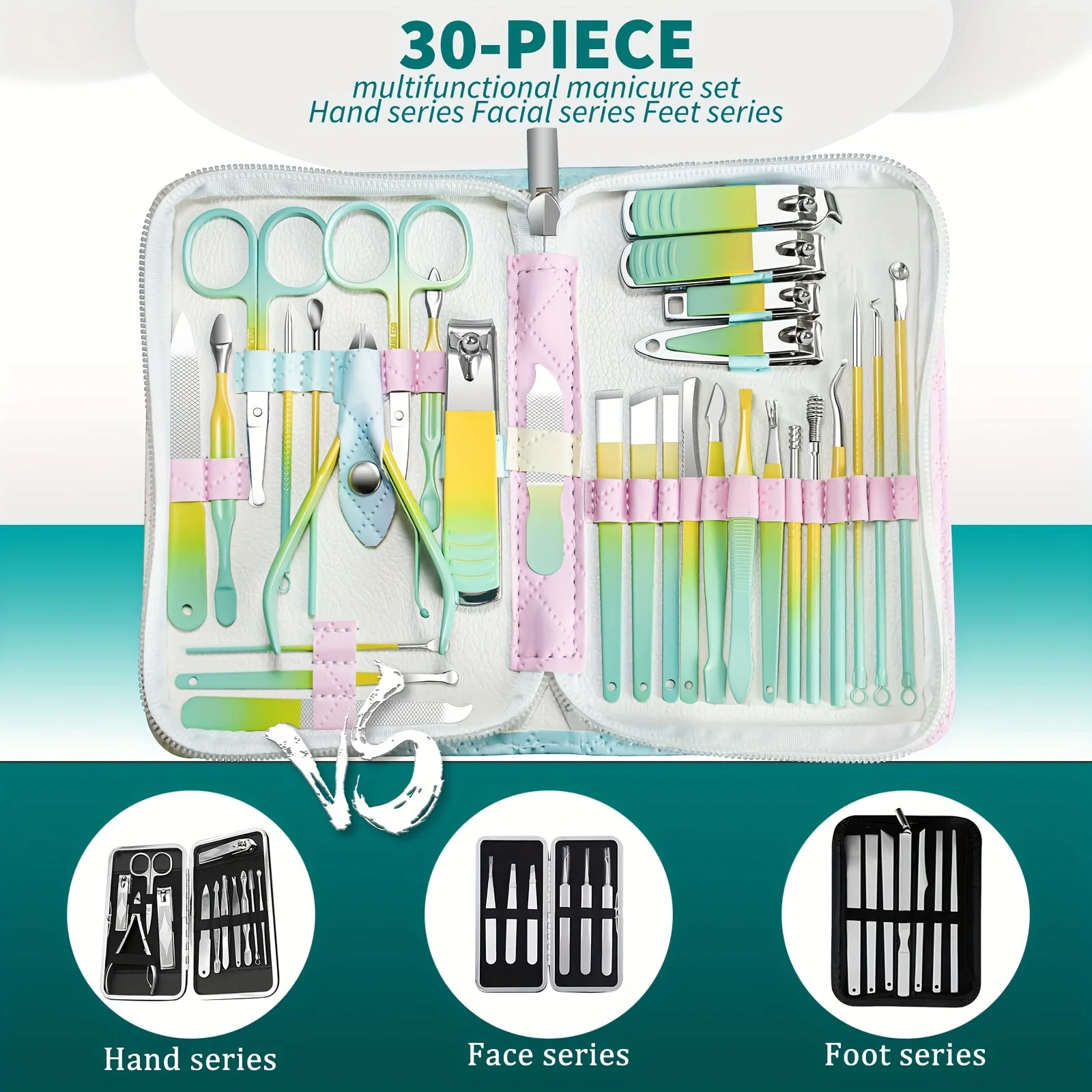 Nail Clipper Set 30 PCs Manicure Pedicure Stainless Steel