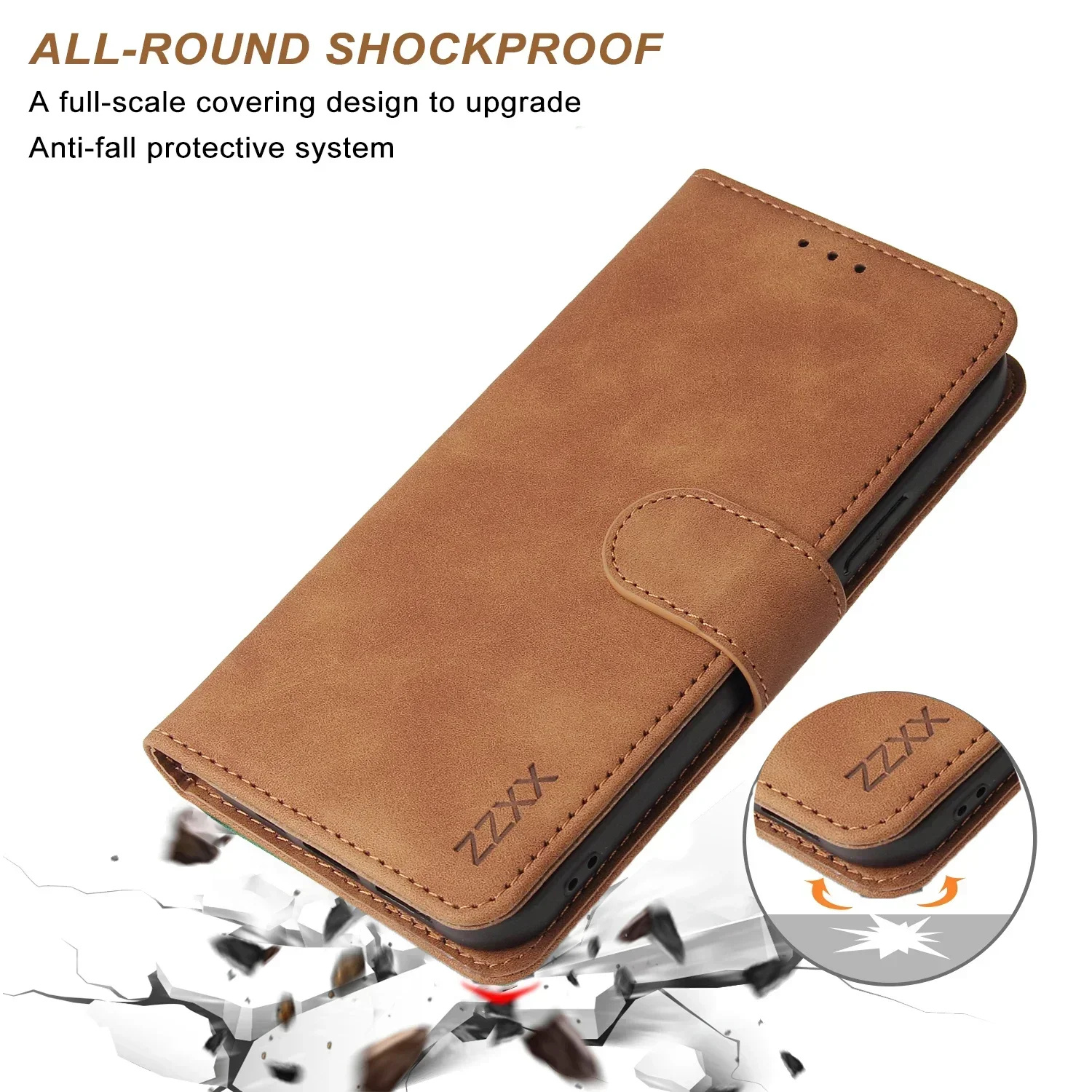 Luxurious Leather Wallet Phone Case with Magnetic Flip & Card Holder Slot