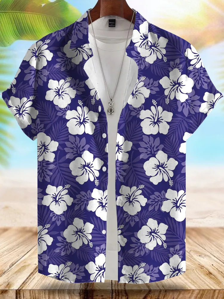 Seaside Hawaiian Style Men's Shirt Summer Vacation Casual Men's Short-sleeved Shirt Outdoor Beach Loose Comfortable Men's Shirt 2