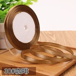 Gold Edged Single Face Satin Ribbon - 22m Roll, 6mm Width for Elegant Wedding and Gift Decoration (Coffee)