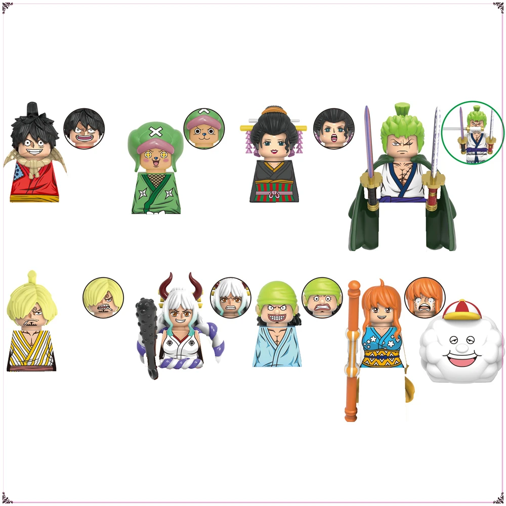 Anime Series One Piece Mini Action Figure Doll Vinsmoke Sanji Yamato Usopp Nami Assembling Building Block Dolls Kid's Toy Gift