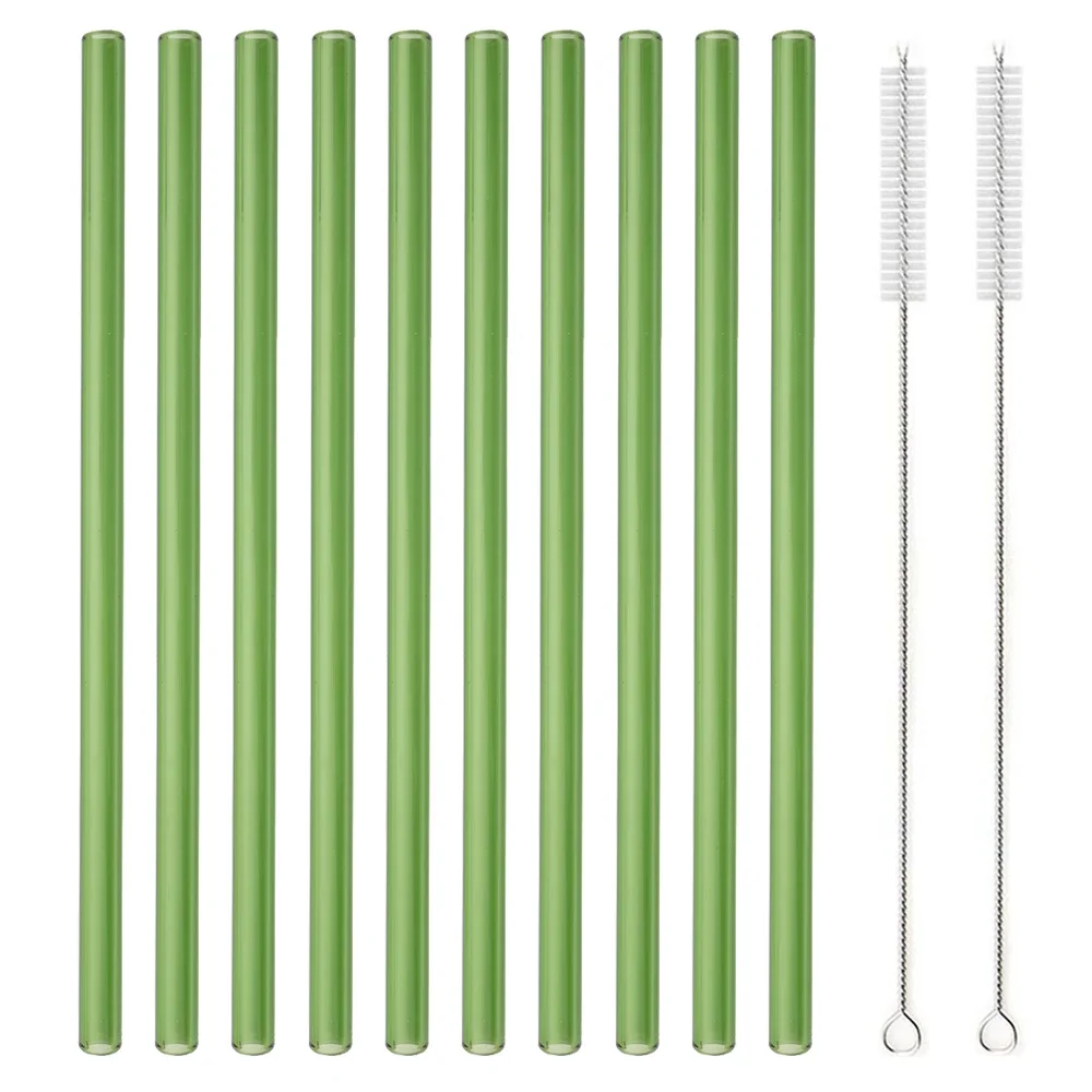 Eco-Friendly Reusable Glass Drinking Straws - Set of 12 for Smoothies & Cocktails