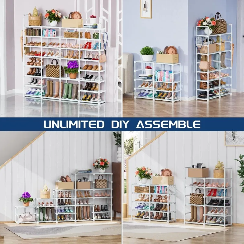 8 Tier Large Shoe Rack, Tall Metal Shoe Organizer, Storage Rack for Entryways, Closets and Garages