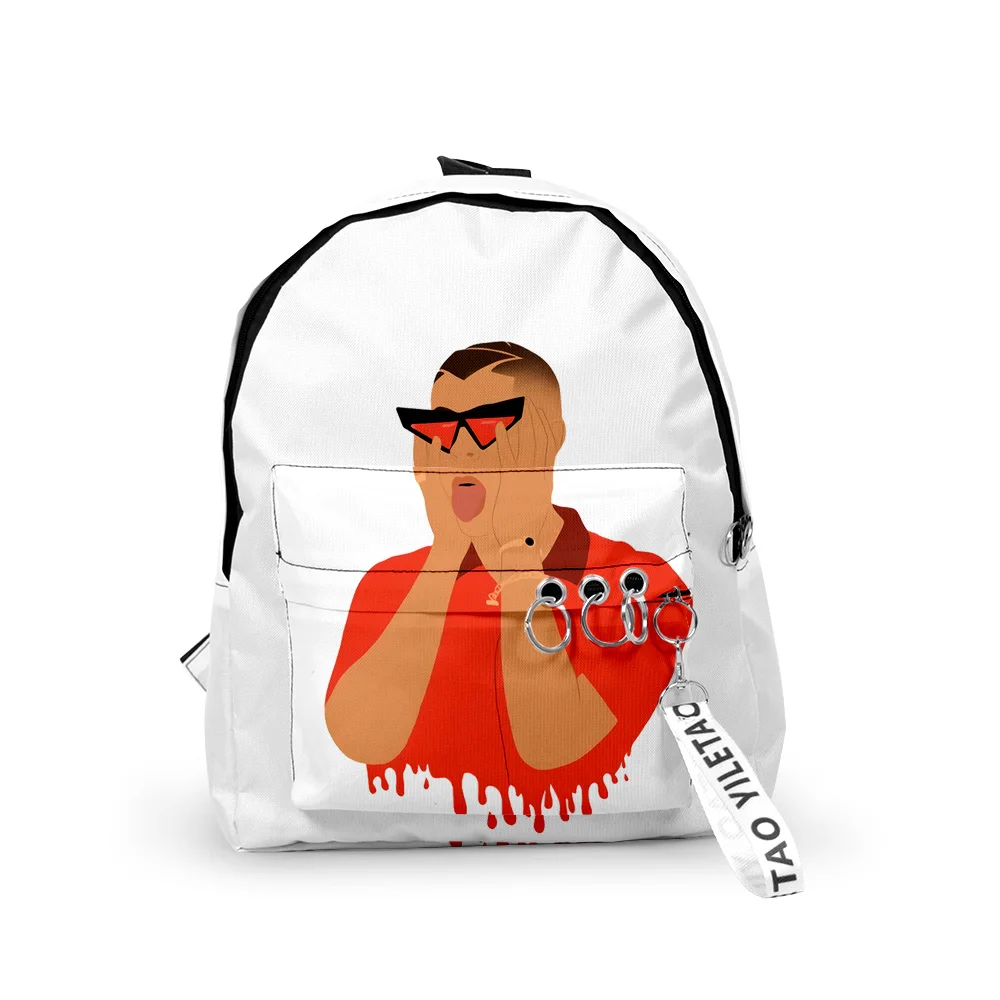 Hip Hop Youthful Bad bunny Notebook School Bags Notebook Backpacks 3D Print Oxford Waterproof Key Chain Small Travel Bags 4