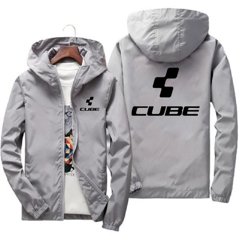 New Fashion Trend CUBE Men's Hooded Casual Jacket Loose Water Proof Male Windbreaker Solid Color Windproof Coats