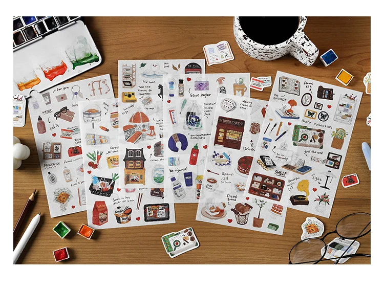 1 teil/los Kawaii Sammelalbum Aufkleber Kennzeichnung Tourismus Skizzen Scrapbooking Liefert Planer Dekorative Handwerk Schreibwaren Aufkleber – Detail 19